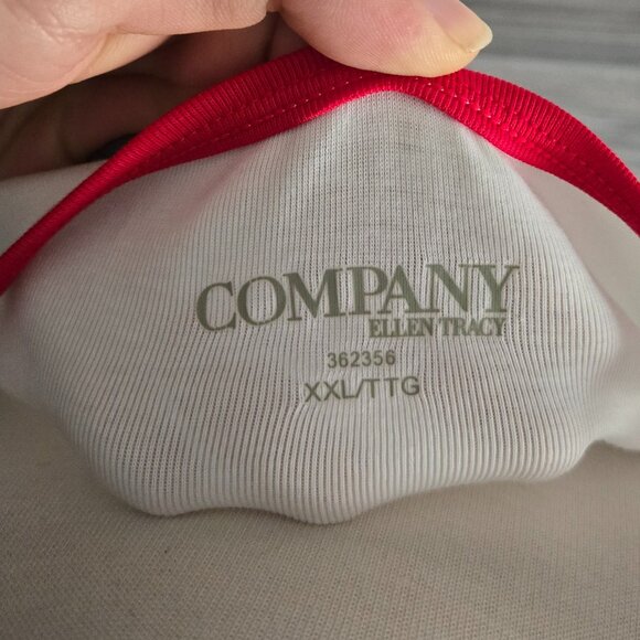 NWT Company Ellen Tracy White Tank Top - Red Trim Ringer - XXL/TTG - Picture 2 of 2